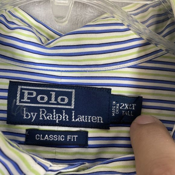 Vintage Ralph Lauren Men’s Classic Fit 2XLT‎ Long Sleeve Button Down Striped - Picture 2 of 8